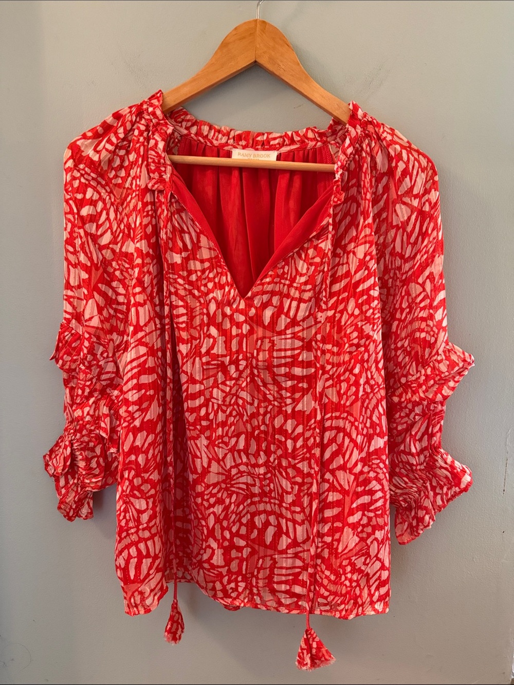 Ramy Brook Orange and White Patterned Blouse